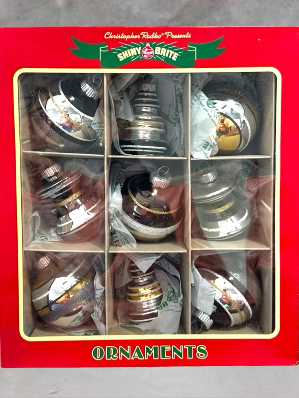 NEW RADKO SHINY BRITE Silver and Gold Glass Christmas Ornaments - 9
